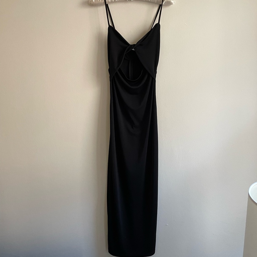 Zara Black Cutout Fitted Maxi Dress